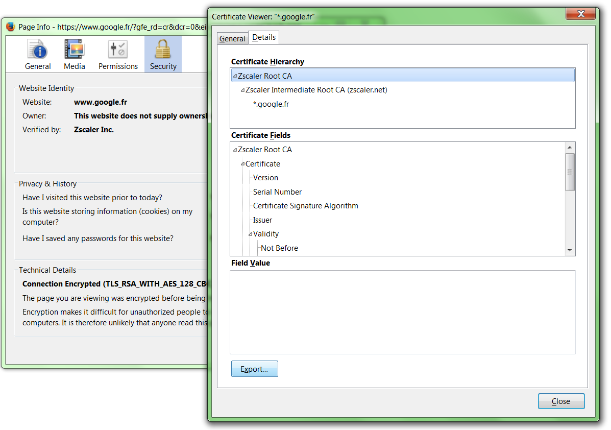 Exporting the root certificate